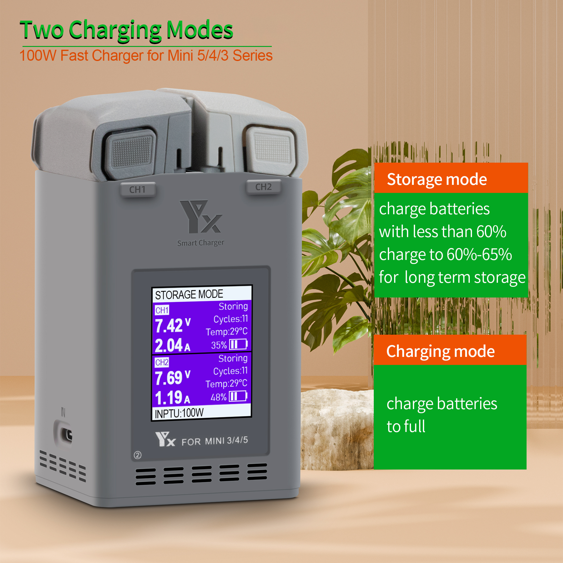 Drone Battery Balance Charger - 100W Intelligent Battery Charger for DJI