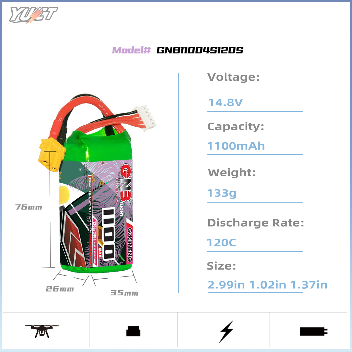 YUCT GNB 6S LiPo Battery 22.2V – Drone Battery 4S Bewertung und Preis