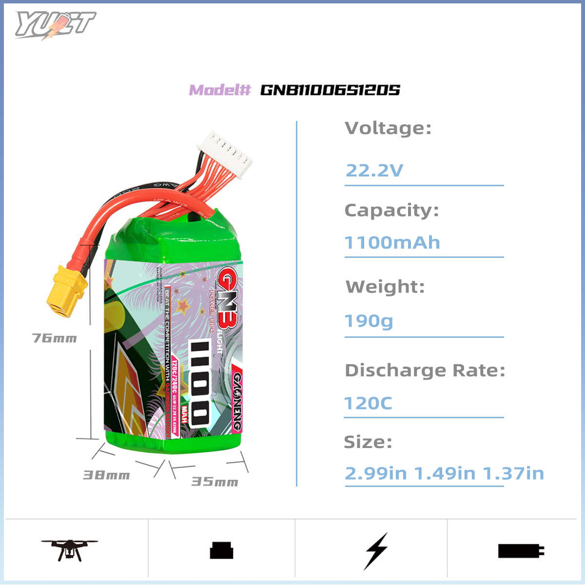 YUCT GNB 6S LiPo Battery 22.2V – Drone Battery 4S Bewertung und Preis