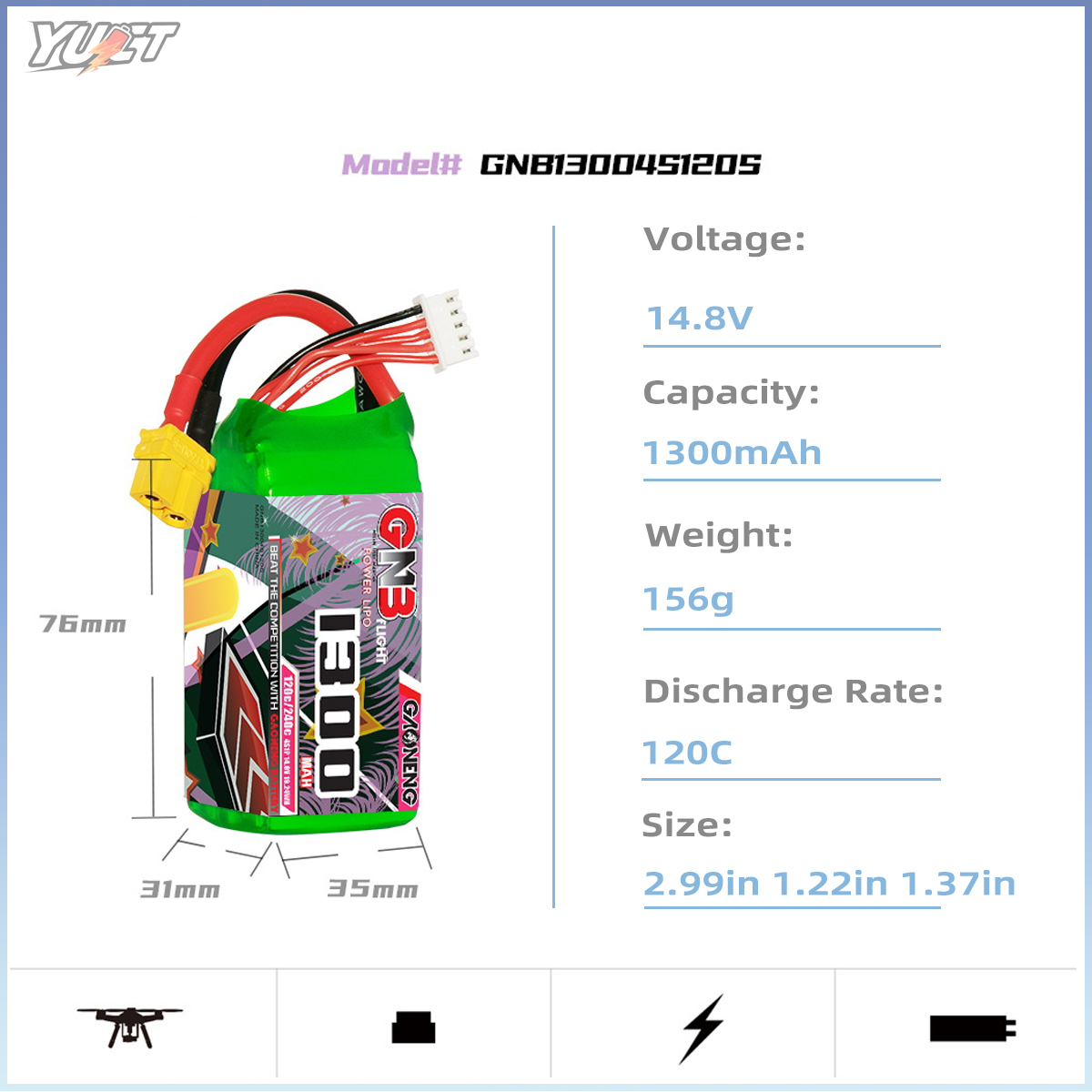 YUCT GNB 6S LiPo Battery 22.2V – Drone Battery 4S Bewertung und Preis